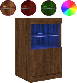 vidaXL - Dressoir - met - LED-verlichting - 41x37x67 - cm - bruin - eikenkleur