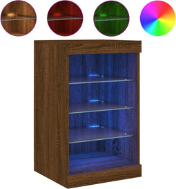 vidaXL - Dressoir - met - LED-verlichting - 41x37x67 - cm - bruin - eikenkleur
