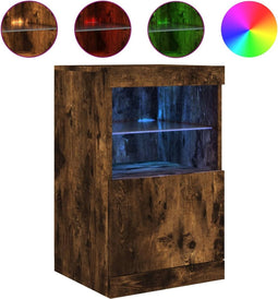 vidaXL - Dressoir - met - LED-verlichting - 41x37x67 - cm - gerookt - eikenkleurig