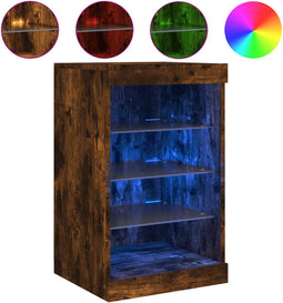 vidaXL - Dressoir - met - LED-verlichting - 41x37x67 - cm - gerookt - eikenkleurig