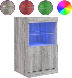vidaXL - Dressoir - met - LED-verlichting - 41x37x67 - cm - grijs - sonoma - eiken