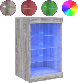 vidaXL - Dressoir - met - LED-verlichting - 41x37x67 - cm - grijs - sonoma - eiken