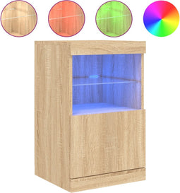 vidaXL - Dressoir - met - LED-verlichting - 41x37x67 - cm - sonoma - eikenkleurig