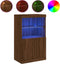 vidaXL - Dressoir - met - LED-verlichting - 60,5x37x100 - cm - bruin - eikenkleur