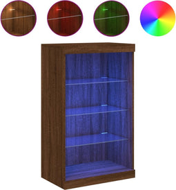 vidaXL - Dressoir - met - LED-verlichting - 60,5x37x100 - cm - bruin - eikenkleur