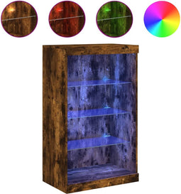 vidaXL - Dressoir - met - LED-verlichting - 60,5x37x100 - cm - gerookt - eikenkleur