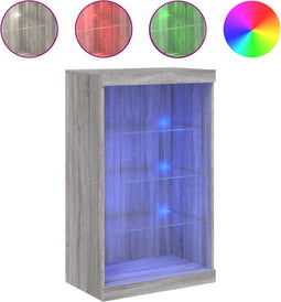 vidaXL - Dressoir - met - LED-verlichting - 60,5x37x100 - cm - grijs - sonoma - eiken
