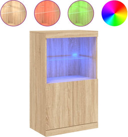 vidaXL - Dressoir - met - LED-verlichting - 60,5x37x100 - cm - sonoma - eikenkleurig