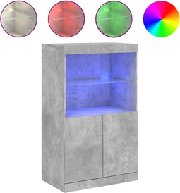 vidaXL - Dressoir - met - LED-verlichting - 60,5x37x100 - cm - betongrijs
