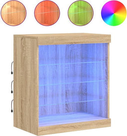 vidaXL - Dressoir - met - LED-verlichting - 60,5x37x67 - cm - sonoma - eikenkleurig