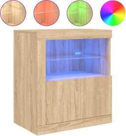 vidaXL - Dressoir - met - LED-verlichting - 60,5x37x67 - cm - sonoma - eikenkleurig