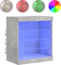 vidaXL - Dressoir - met - LED-verlichting - 60,5x37x67 - cm - betongrijs