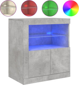 vidaXL - Dressoir - met - LED-verlichting - 60,5x37x67 - cm - betongrijs