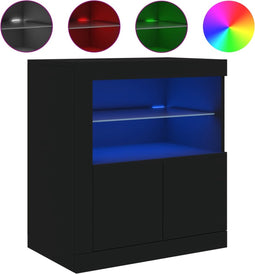 vidaXL - Dressoir - met - LED-verlichting - 60,5x37x67 - cm - zwart