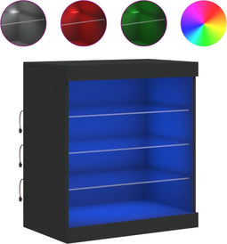 vidaXL - Dressoir - met - LED-verlichting - 60,5x37x67 - cm - zwart