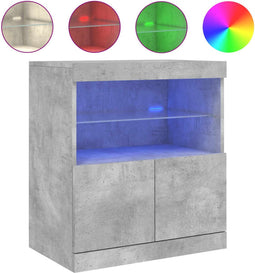 vidaXL - Dressoir - met - LED-verlichting - 60x37x67 - cm - betongrijs