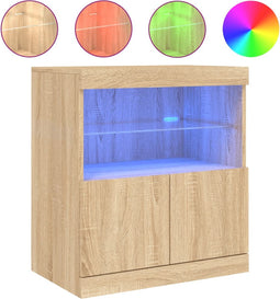 vidaXL - Dressoir - met - LED-verlichting - 60x37x67 - cm - sonoma - eikenkleurig