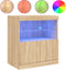 vidaXL - Dressoir - met - LED-verlichting - 60x37x67 - cm - sonoma - eikenkleurig