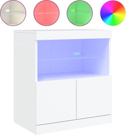 vidaXL - Dressoir - met - LED-verlichting - 60x37x67 - cm - wit