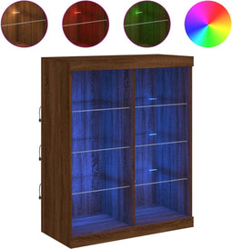 vidaXL - Dressoir - met - LED-verlichting - 81x37x100 - cm - bruin - eikenkleur