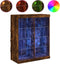 vidaXL - Dressoir - met - LED-verlichting - 81x37x100 - cm - gerookt - eikenkleurig