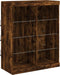 vidaXL - Dressoir - met - LED-verlichting - 81x37x100 - cm - gerookt - eikenkleurig