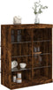 vidaXL - Dressoir - met - LED-verlichting - 81x37x100 - cm - gerookt - eikenkleurig