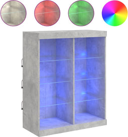 vidaXL - Dressoir - met - LED-verlichting - 81x37x100 - cm - betongrijs