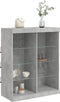 vidaXL - Dressoir - met - LED-verlichting - 81x37x100 - cm - betongrijs