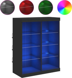 vidaXL - Dressoir - met - LED-verlichting - 81x37x100 - cm - zwart