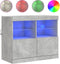 vidaXL - Dressoir - met - LED-verlichting - 81x37x67 - cm - betongrijs