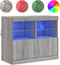 vidaXL - Dressoir - met - LED-verlichting - 81x37x67 - cm - grijs - sonoma - eiken