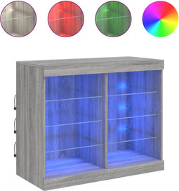 vidaXL - Dressoir - met - LED-verlichting - 81x37x67 - cm - grijs - sonoma - eiken