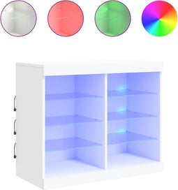 vidaXL - Dressoir - met - LED-verlichting - 81x37x67 - cm - wit