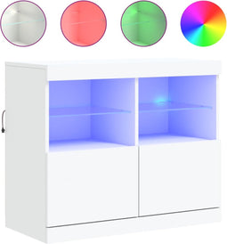 vidaXL - Dressoir - met - LED-verlichting - 81x37x67 - cm - wit