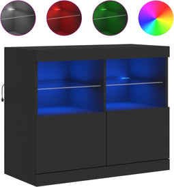 vidaXL - Dressoir - met - LED-verlichting - 81x37x67 - cm - zwart