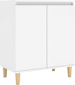vidaXL - Dressoir - met - massief - houten - poten - 60x35x70 - cm - bewerkt - hout - wit