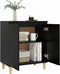 vidaXL - Dressoir - met - massief - houten - poten - 60x35x70 - cm - spaanplaat - zwart