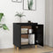 vidaXL - Dressoir - met - massief - houten - poten - 60x35x70 - cm - spaanplaat - zwart