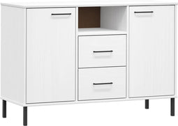 vidaXL - Dressoir - met - metalen - poten - OSLO - 113x40x77 - cm - grenenhout - wit