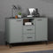 vidaXL - Dressoir - met - metalen - poten - OSLO - 113x40x77 - cm - grenenhout - grijs