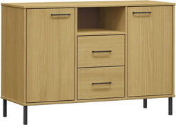 vidaXL - Dressoir - met - metalen - poten - OSLO - 113x40x77 - cm - grenenhout - bruin