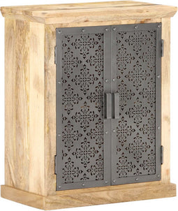 vidaXL - Dressoir - met - stalen - deuren - 60x35x75 - cm - massief - mangohout