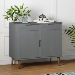 vidaXL - Dressoir - MOLDE - 90x40x80 - cm - massief - grenenhout - grijs