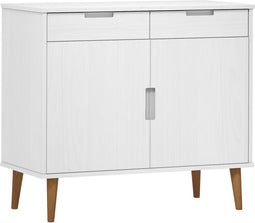 vidaXL - Dressoir - MOLDE - 90x40x80 - cm - massief - grenenhout - wit