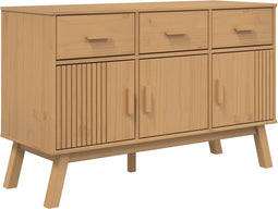vidaXL - Dressoir - OLDEN - 114x43x73,5 - cm - massief - grenenhout - bruin