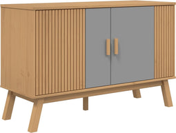 vidaXL - Dressoir - OLDEN - 114x43x73,5 - cm - massief - grenenhout - grijs - en - bruin