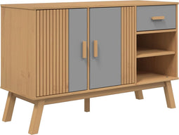 vidaXL - Dressoir - OLDEN - 114x43x73,5 - cm - massief - grenenhout - grijs - en - bruin