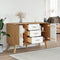 vidaXL - Dressoir - OLDEN - 114x43x73,5 - cm - massief - grenenhout - wit - en - bruin