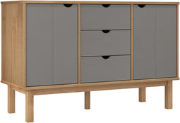 vidaXL - Dressoir - OTTA - 113,5x43x73 - cm - massief - grenenhout - bruin - en - grijs